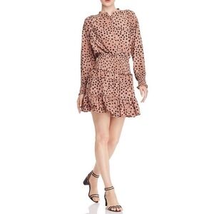 La Vie Rebecca Taylor Long Sleeve Cherise Mini Dress. Size M Brown Black